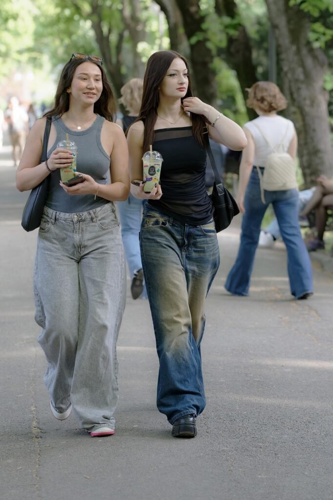 girls, walking, park, casual, juices, bags, together, relaxation, people, lifestyle, people, people, people, people, people